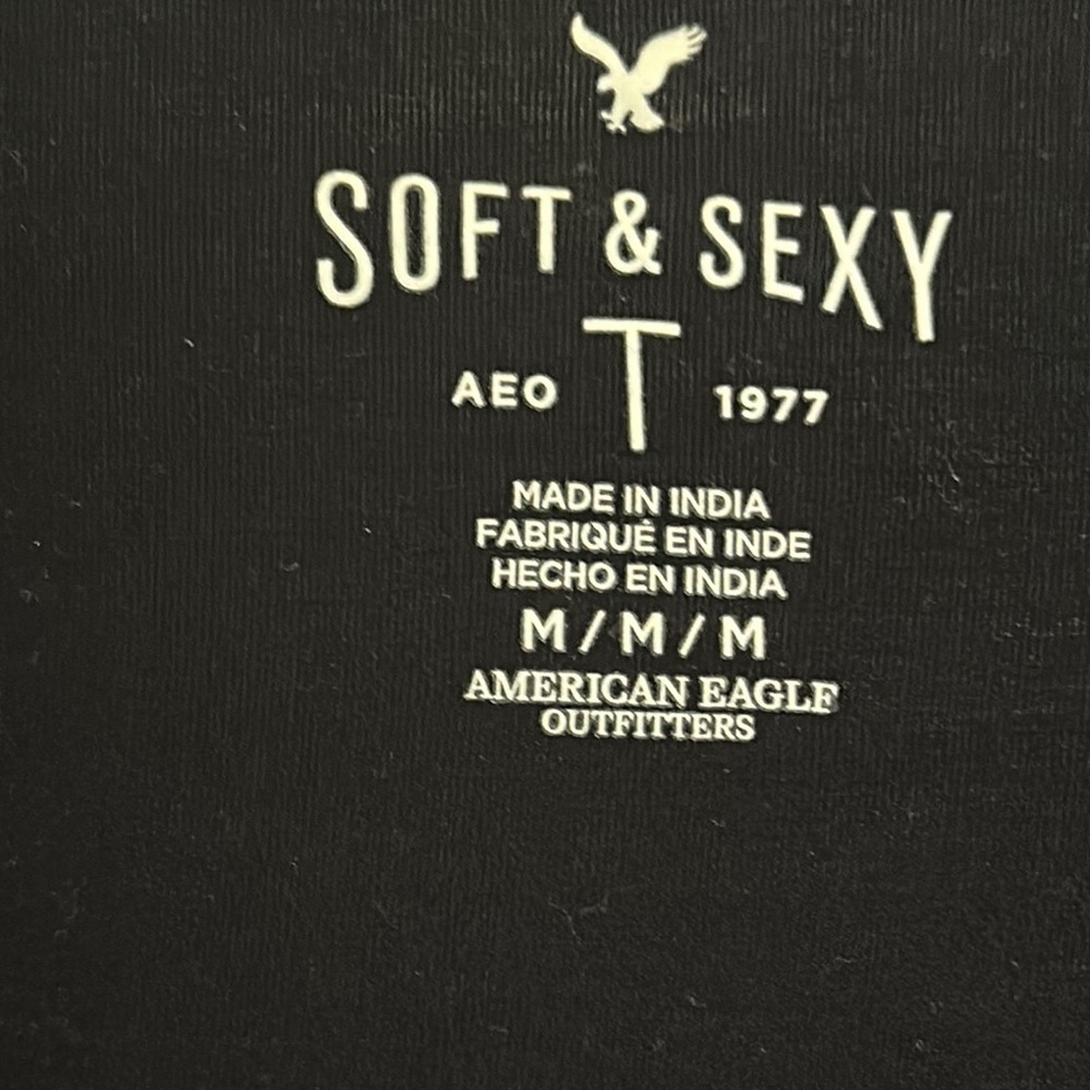 American Eagle Outfitters Black Wrap Blouse 3/4 Sleeve - Picture 2 of 15